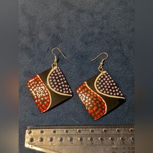 Handpainted Earrings Ecuadorian Colorful Geometric